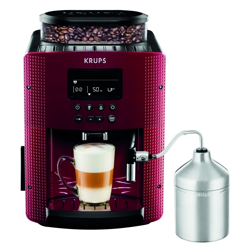 Krups - Automatický kávovar s nádobou na mléko ESSENTIAL 1450W/230V červená
