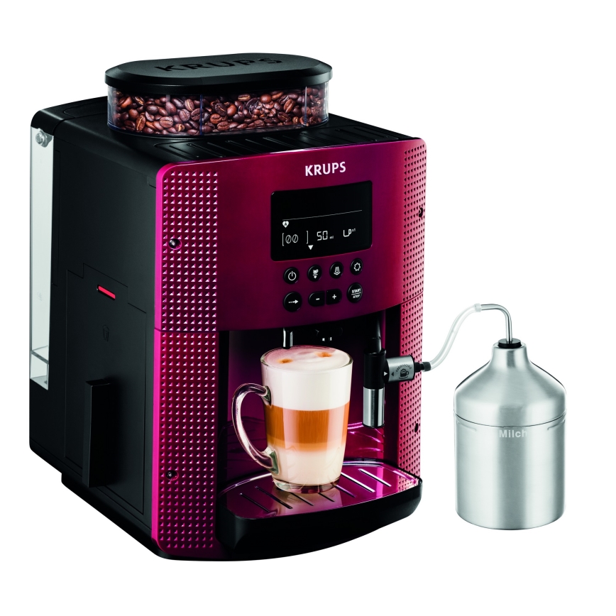 Krups - Automatický kávovar s nádobou na mléko ESSENTIAL 1450W/230V červená