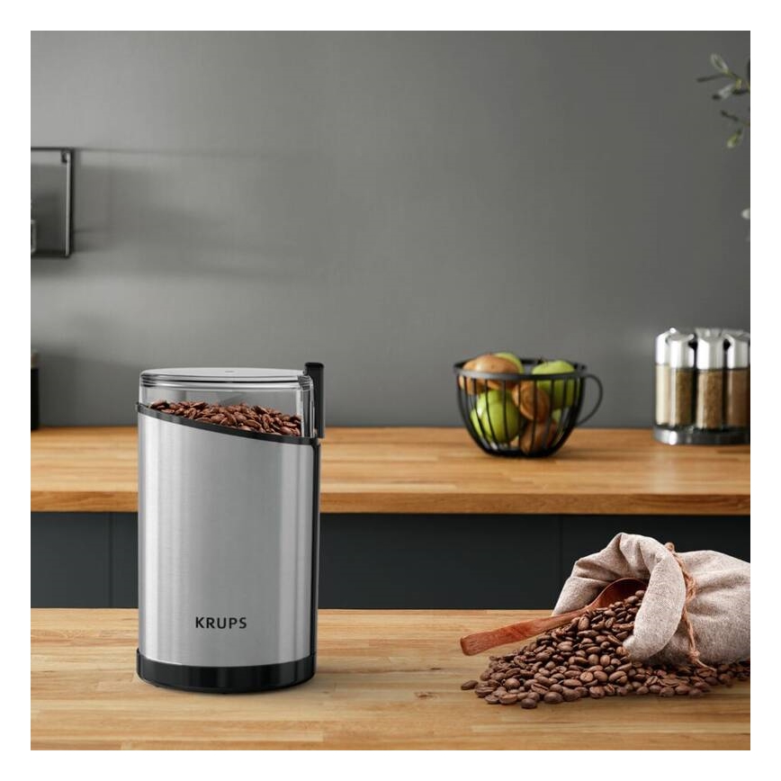 Krups - Elektrický mlýnek na kávu 85g FAST-TOUCH 200W/230V matný chrom