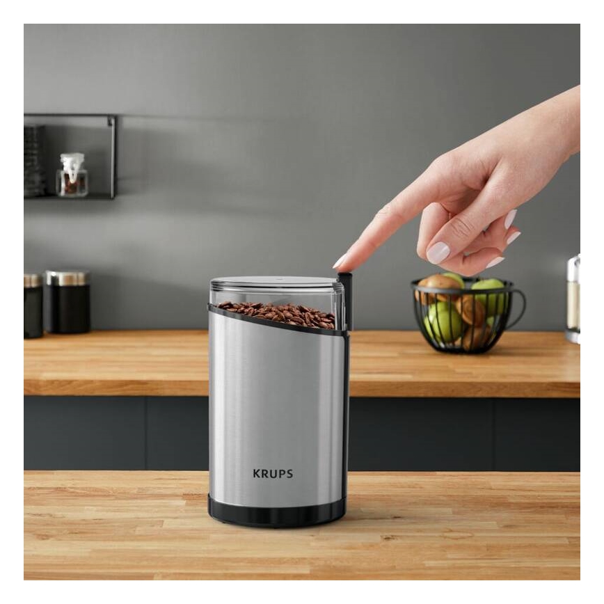 Krups - Elektrický mlýnek na kávu 85g FAST-TOUCH 200W/230V matný chrom