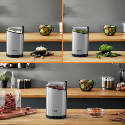 Krups - Elektrický mlýnek na kávu 85g FAST-TOUCH 200W/230V matný chrom