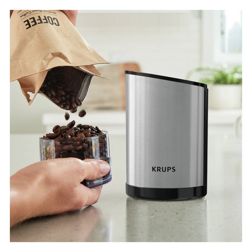 Krups - Elektrický mlýnek na kávu 85g FAST-TOUCH 200W/230V matný chrom