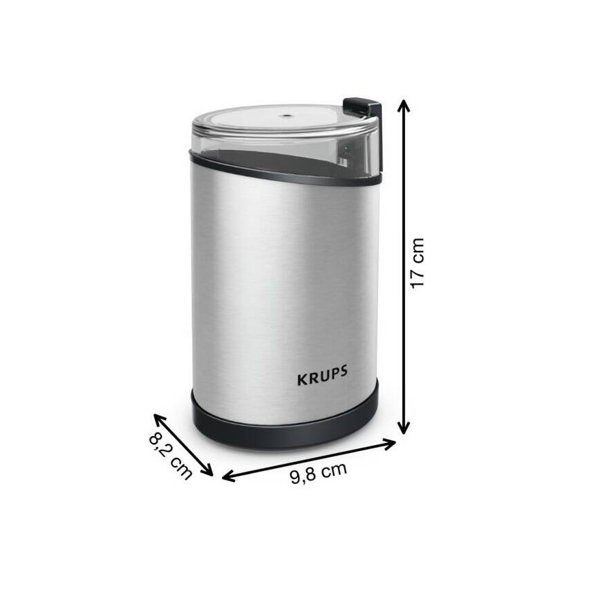 Krups - Elektrický mlýnek na kávu 85g FAST-TOUCH 200W/230V matný chrom