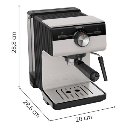 Krups - Pákový kávovar na dva hrnky AUTHENTIC 1450W/230V šedá