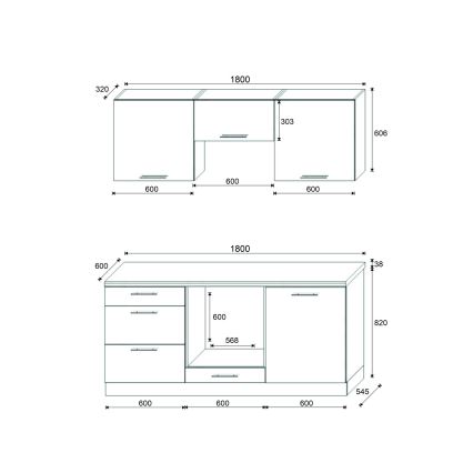 Kuchyňská linka CELESTE 180 cm lesklá bílá