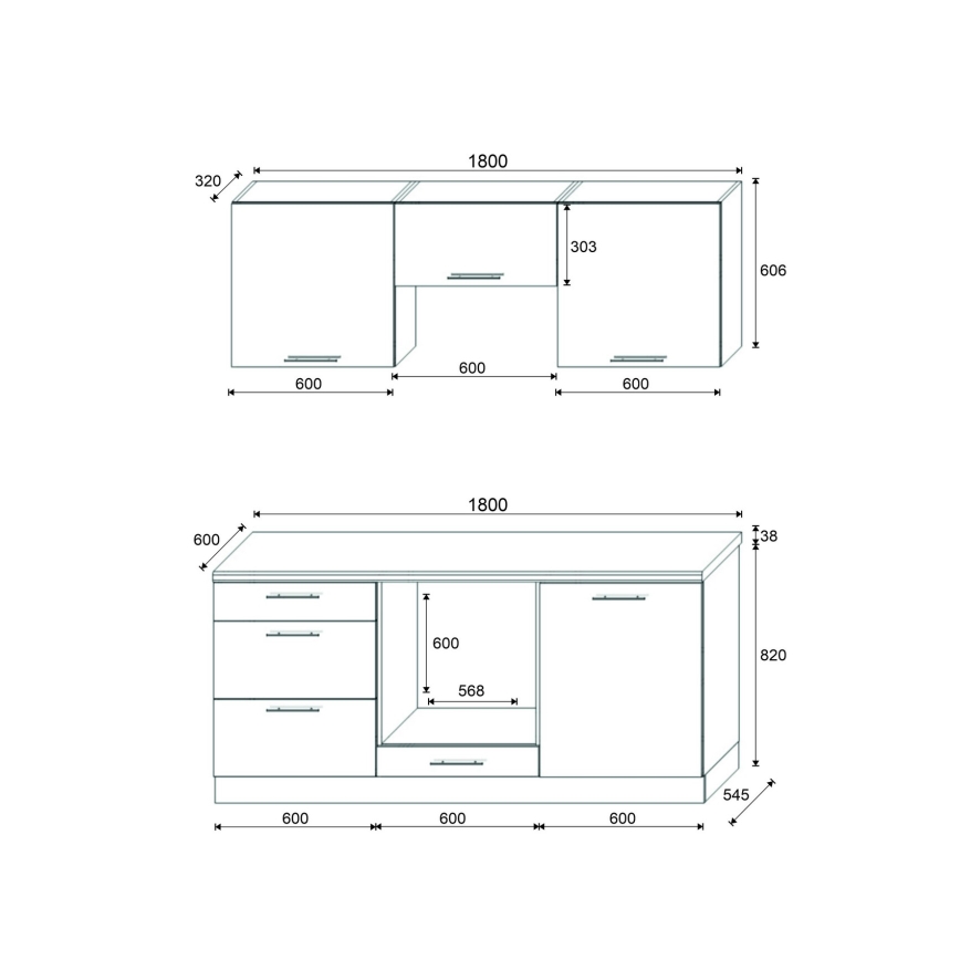 Kuchyňská linka CELESTE 180 cm lesklá bílá