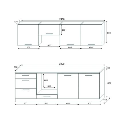 Kuchyňská linka CELESTE 240 cm lesklá šedá