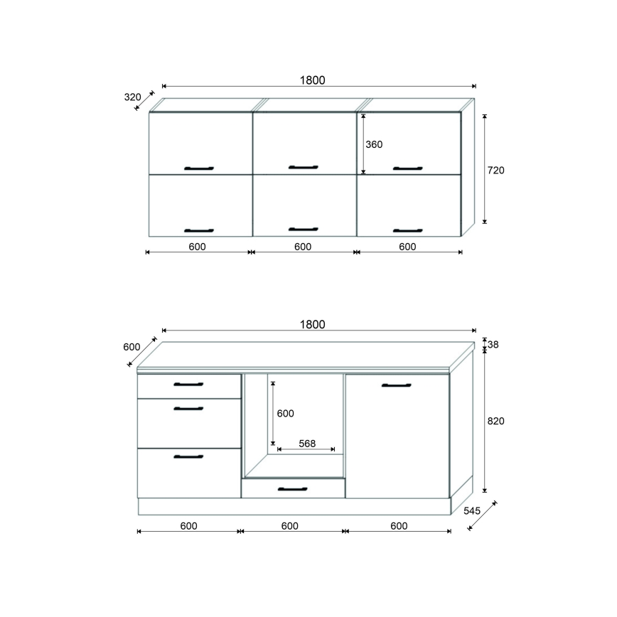 Kuchyňská linka ELISE 180 cm grafit