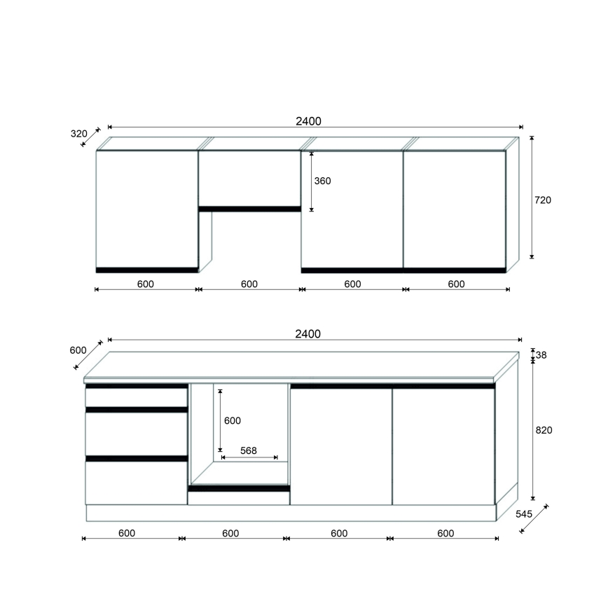 Kuchyňská linka MARINA 240 cm dub craft