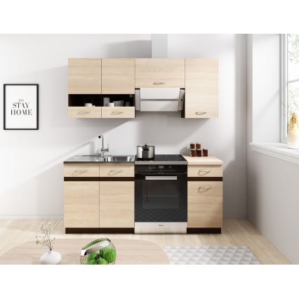 Kuchyňská linka VALERIA 180 cm hnědá/dub sonoma