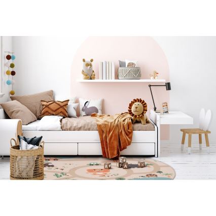 Kulatý dětský protiskluzový koberec ARES STREETS 160 cm béžová/safari