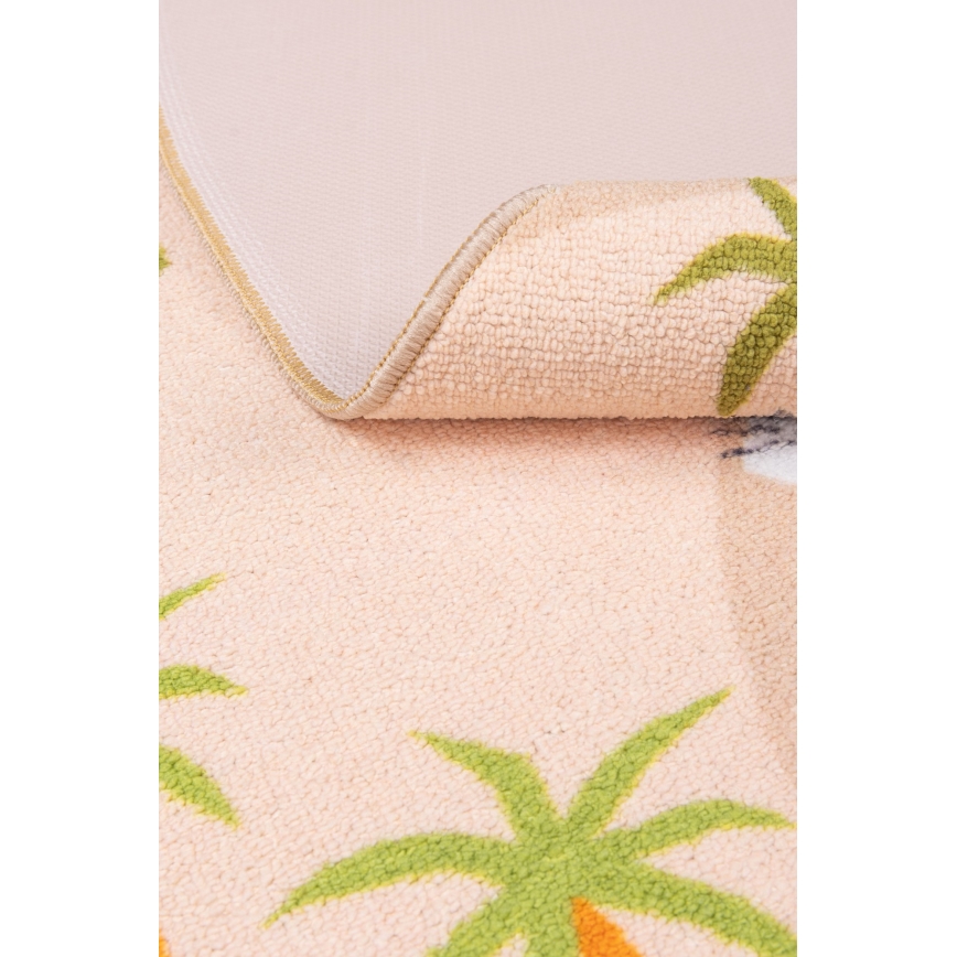 Kulatý dětský protiskluzový koberec ARES STREETS 160 cm béžová/safari