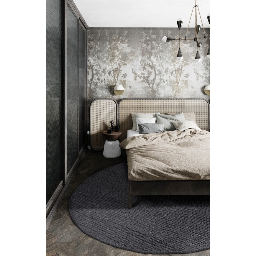 Kulatý koberec FIR WOOL 160 cm 2600 g/m2 antracit/přírodní