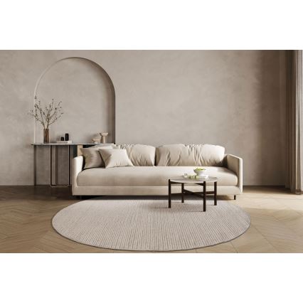 Kulatý koberec FIR WOOL 160 cm 2600 g/m2 krémová/přírodní