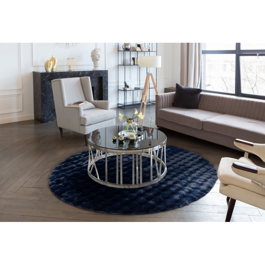 Kulatý koberec RABBIT BUBBLE 160 cm tmavě modrá