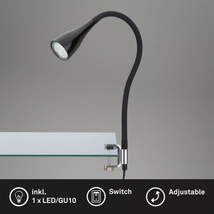Lampa s klipem 1xGU10/3W/230V černá