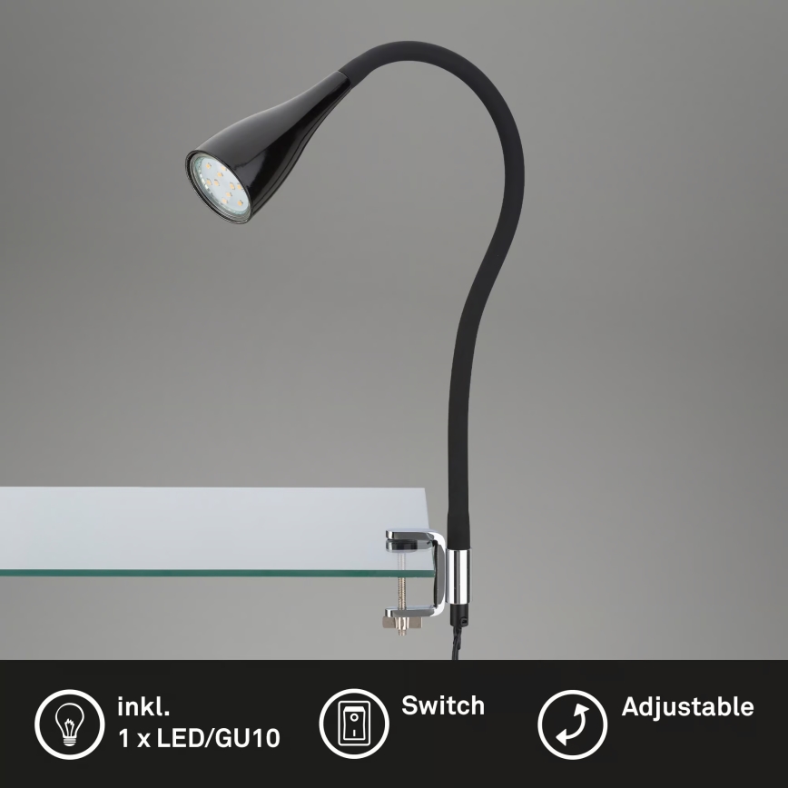 Lampa s klipem 1xGU10/3W/230V černá