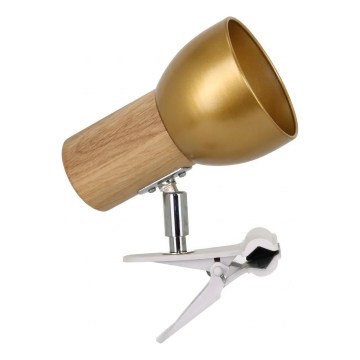 Lampa s klipem SVENDA 1xE27/60W/230V dub/zlatá