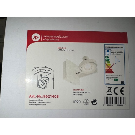Lampenwelt - LED Nástěnné svítidlo 1xGU10/5W/230V