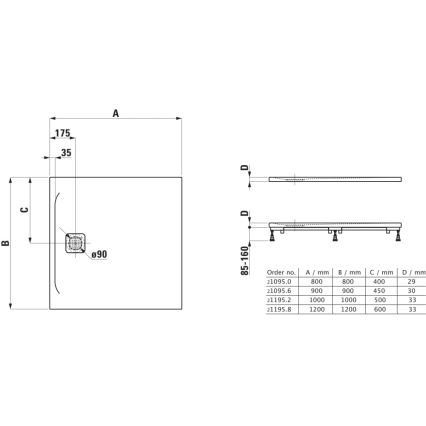 LAUFEN H2109560000001 - Sprchová vanička čtvercová PRO 90x90 cm marbond/bílá