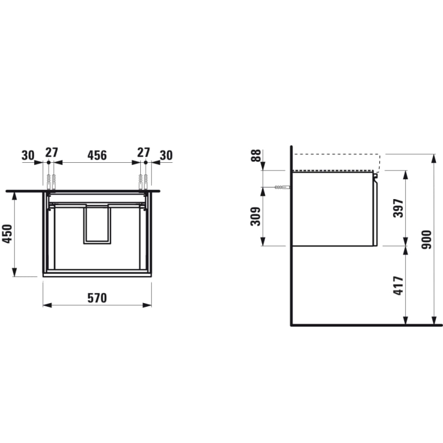 LAUFEN H4833720964791 - Koupelnová skříňka pro umyvadlo PRO 57 cm dub