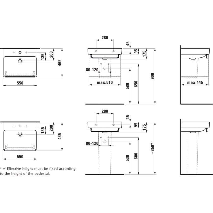 LAUFEN H8109620001041 - Umyvadlo na desku/závěsné PRO 55x46,5 cm keramika/bílá