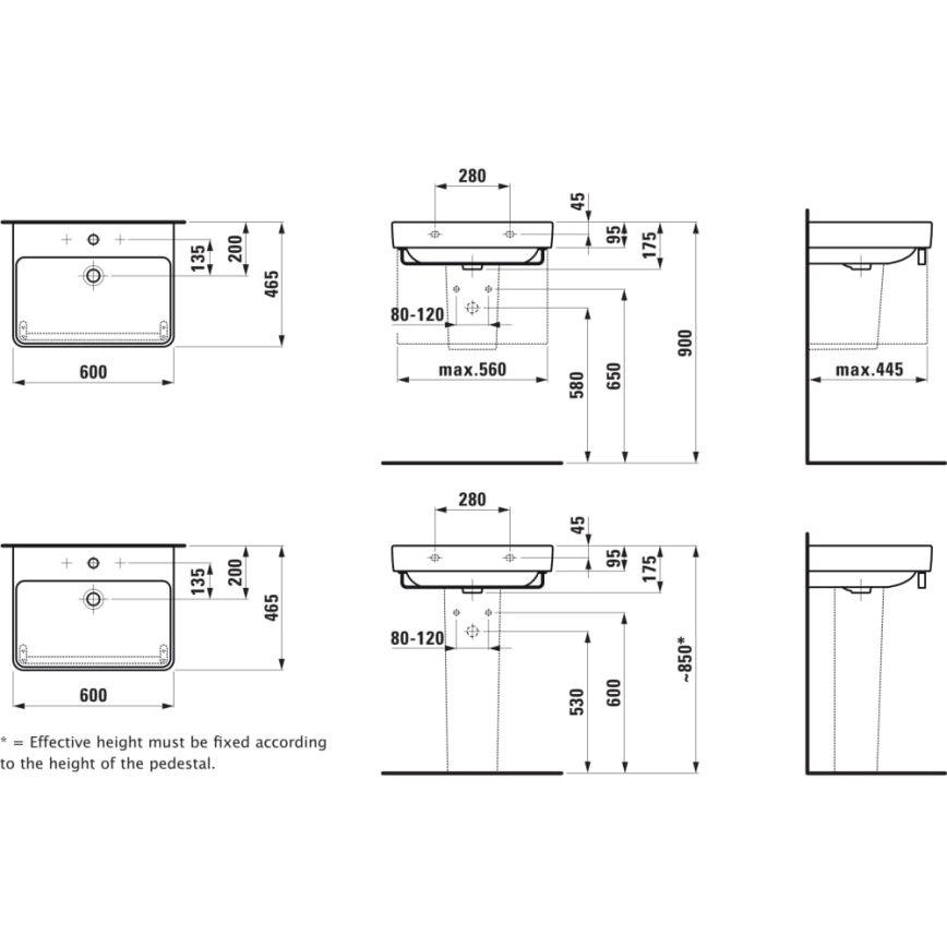 LAUFEN H8109630001041 - Umyvadlo na desku/závěsné PRO 60x46,5 cm keramika/bílá