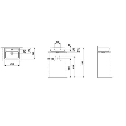 LAUFEN H8119520001041 - Umyvadlo na desku PRO 45x34 cm keramika/bílá