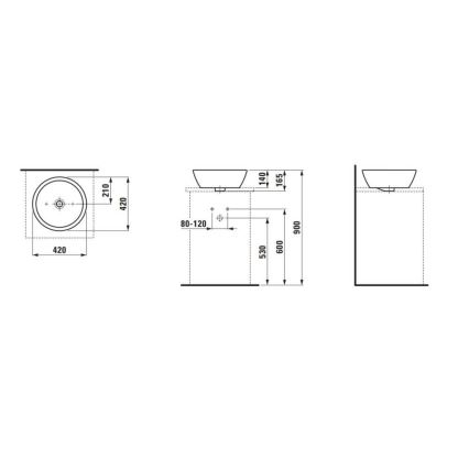 LAUFEN H8129620001091 - Umyvadlo na desku PRO pr. 42 cm keramika/bílá