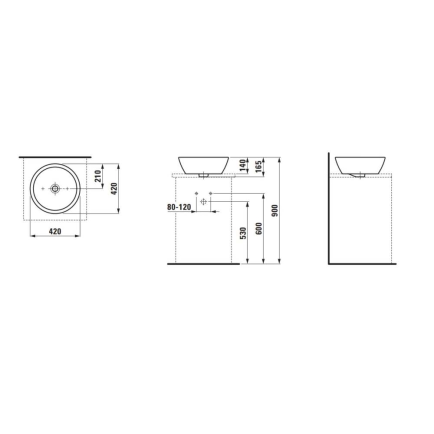 LAUFEN H8129620001091 - Umyvadlo na desku PRO pr. 42 cm keramika/bílá