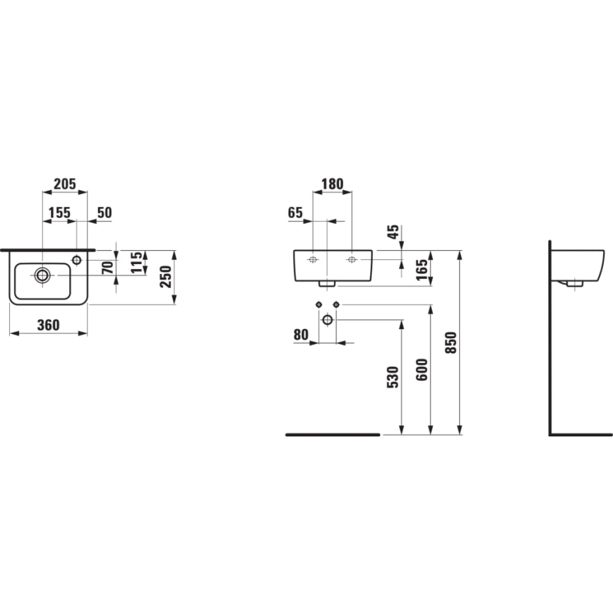 LAUFEN H8169550001061 - Závěsné umyvadlo PRO 36x25 cm keramika/bílá