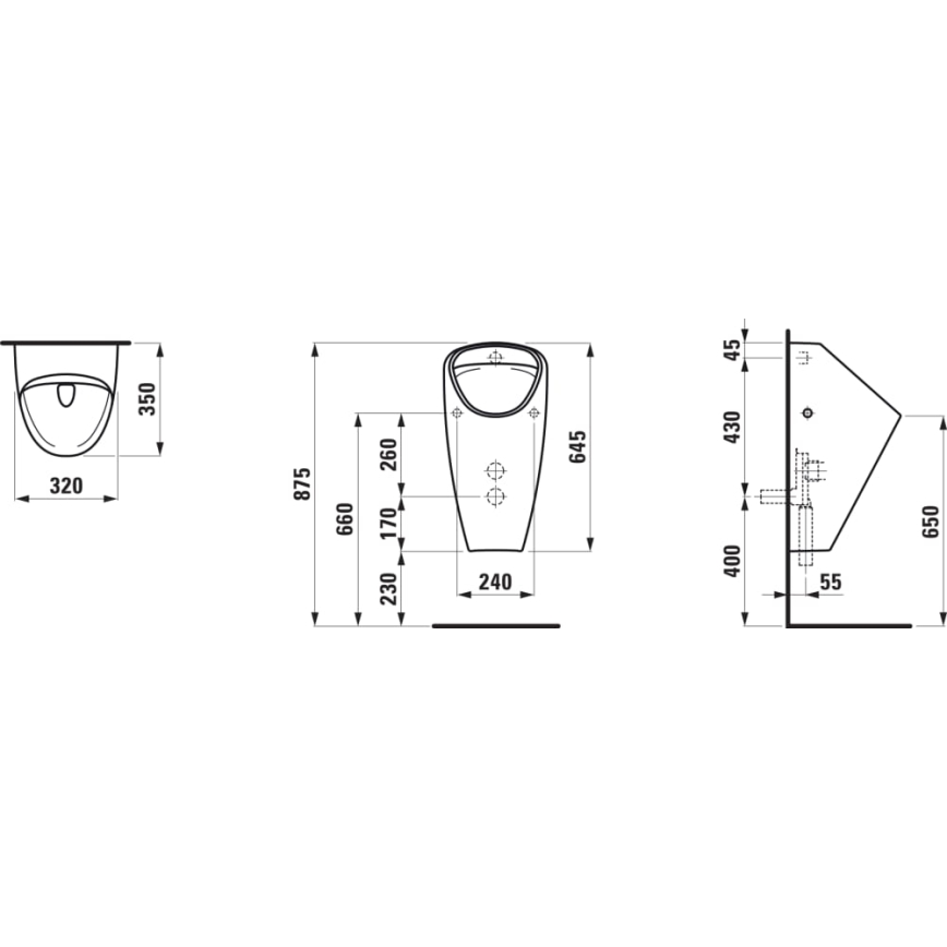 LAUFEN H8410610000001 - Pisoár CAPRINO vnitřní přívod, zadní odpad, keramika/bílá
