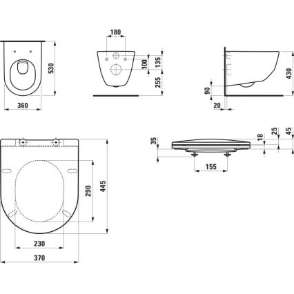 LAUFEN H8669530000001 - Závěsné WC PRO keramika/bílá + záchodové prkénko SoftClose PRO duroplast/bílá