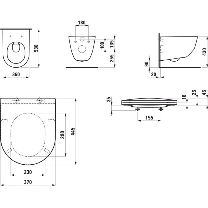 LAUFEN H8669530000001 - Závěsné WC PRO keramika/bílá + záchodové prkénko SoftClose PRO duroplast/bílá