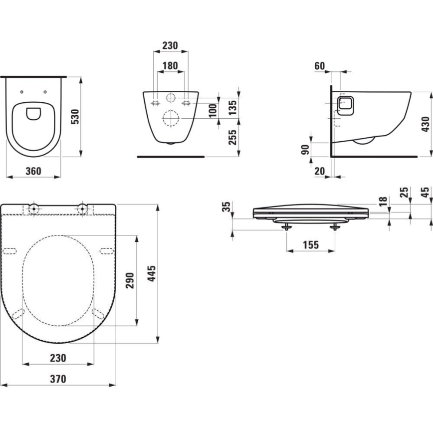 LAUFEN H8669540000001 - Závěsné WC PRO keramika/bílá + záchodové prkénko SoftClose PRO duroplast/bílá