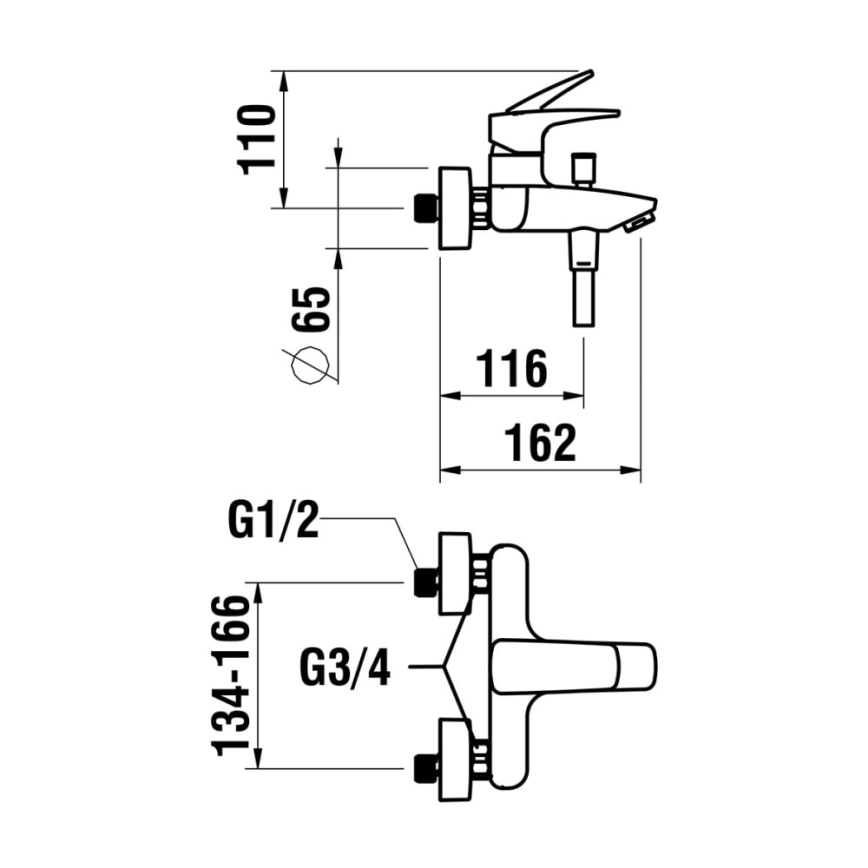 LAUFEN HF500760100600 - Vanová sada s baterií LAURIN lesklý chrom