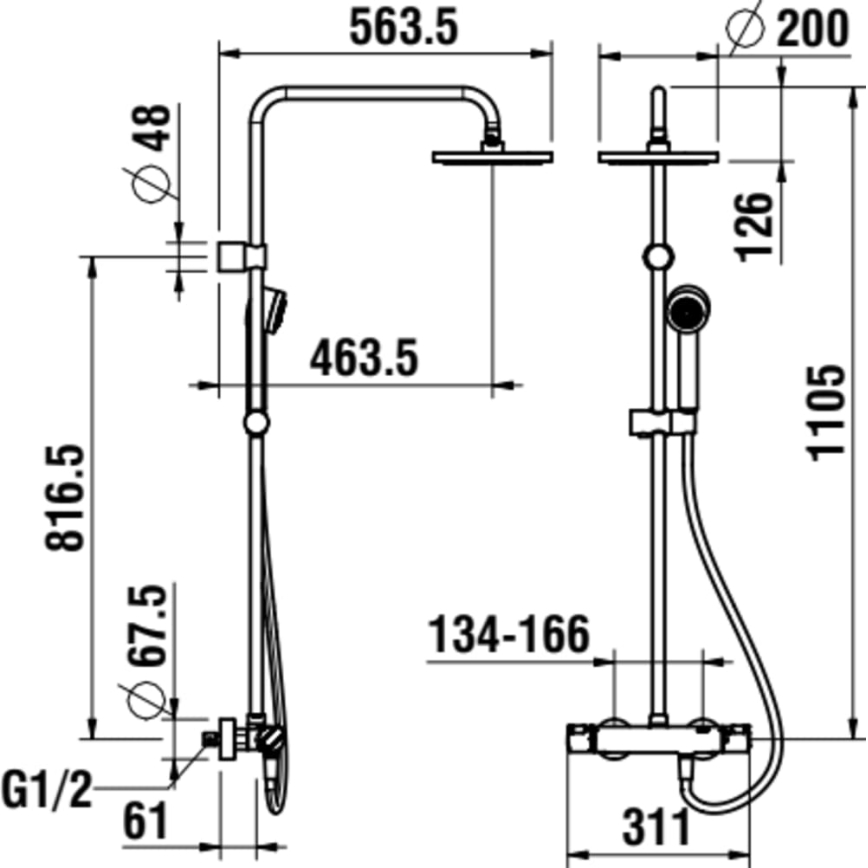 LAUFEN HF500957100600 - Sprchová sada s termostatickou baterií CITYPRO lesklý chrom