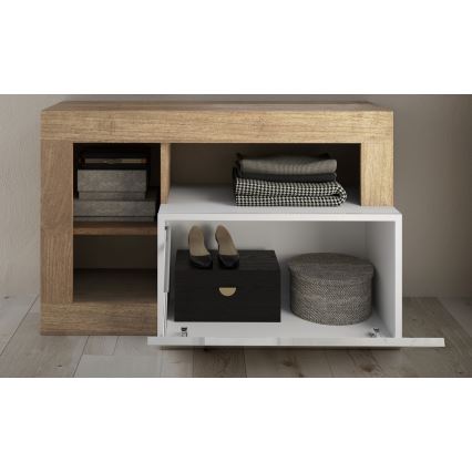 Lavice LENOR 91x209 cm bílá/světlý dub