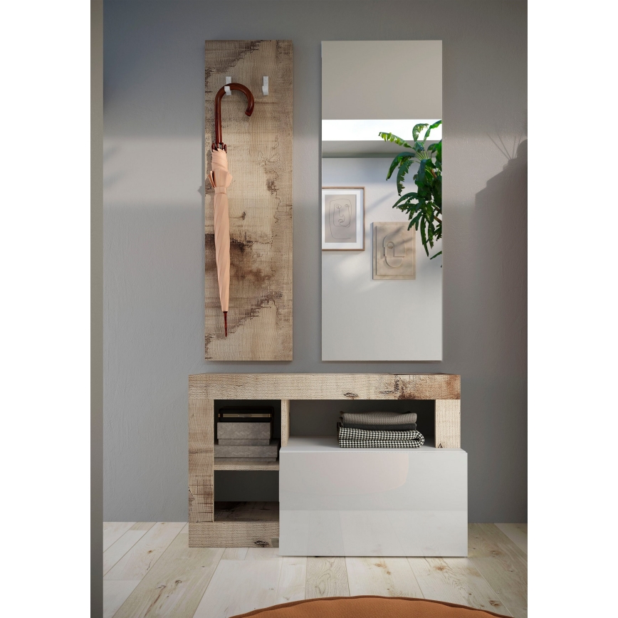 Lavice LENOR 91x59x35 cm bílá/javor