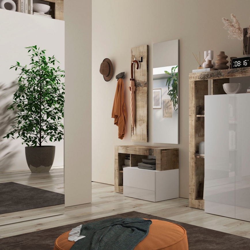 Lavice LENOR 91x59x35 cm bílá/javor