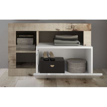 Lavice LENOR 91x59x35 cm bílá/javor