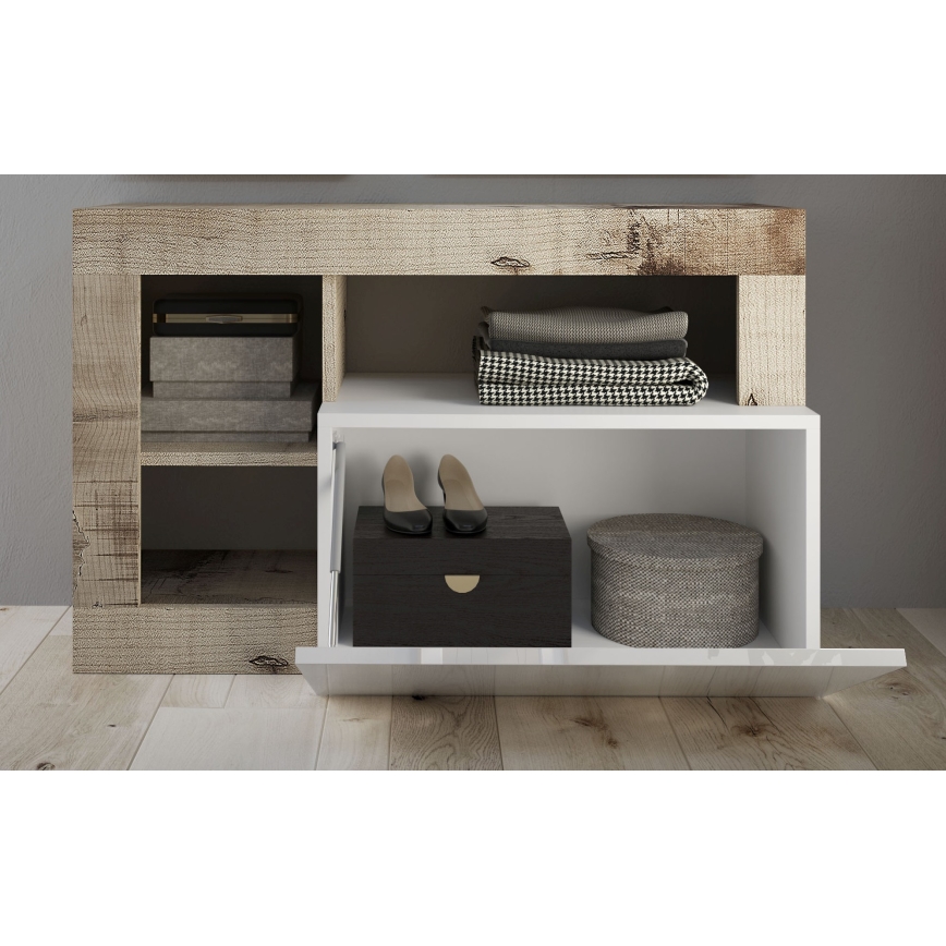 Lavice LENOR 91x59x35 cm bílá/javor