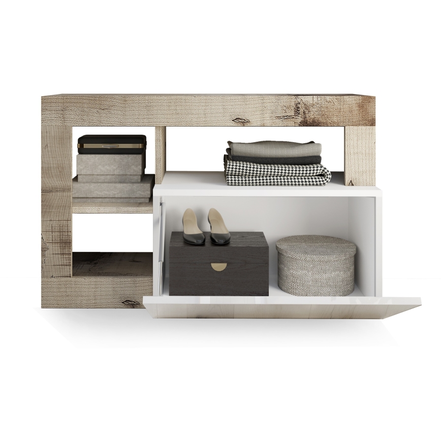 Lavice LENOR 91x59x35 cm bílá/javor