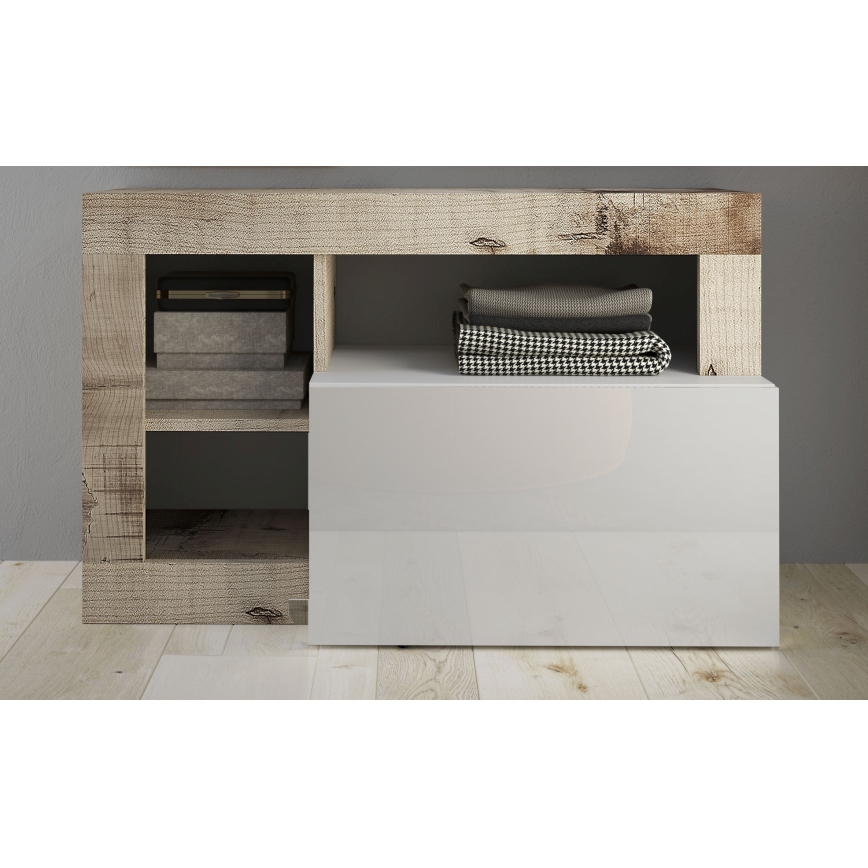 Lavice LENOR 91x59x35 cm bílá/javor