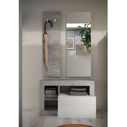 Lavice LENOR 91x59x35 cm bílá/šedá beton
