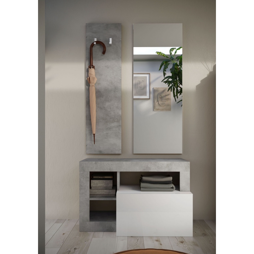 Lavice LENOR 91x59x35 cm bílá/šedá beton