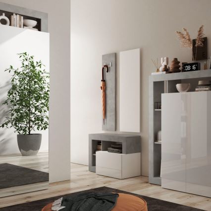Lavice LENOR 91x59x35 cm bílá/šedá beton