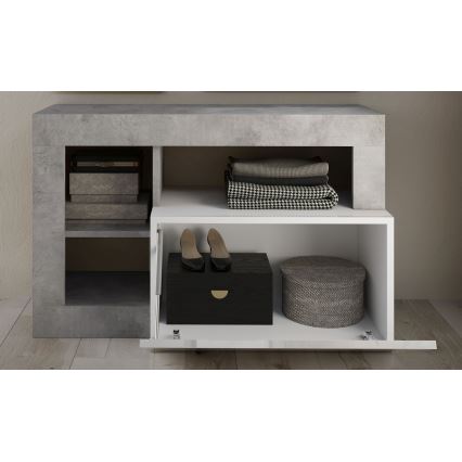 Lavice LENOR 91x59x35 cm bílá/šedá beton