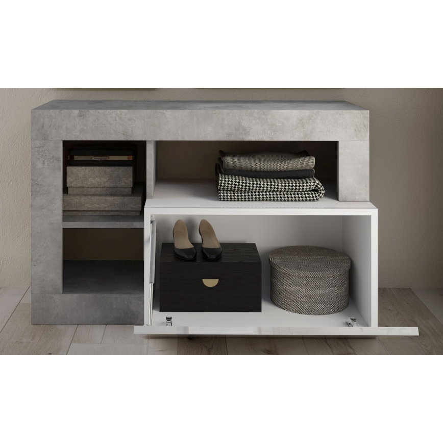 Lavice LENOR 91x59x35 cm bílá/šedá beton