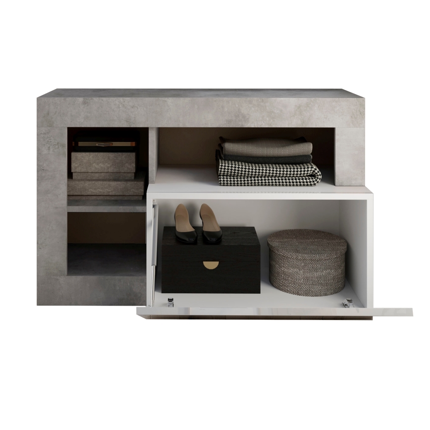 Lavice LENOR 91x59x35 cm bílá/šedá beton